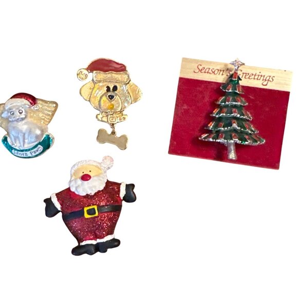 Mixed Lot of 9 Christmas Holiday Pins Santa, Dogs, Tree (READ) - Picture 3 of 6